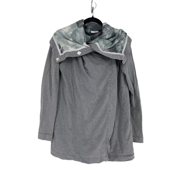 Lululemon Jacket Womens 8 Savasana Wrap Coal Gray Tinted Canvas Snap Button - Picture 1 of 5